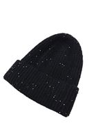 Women Black Knitted Beanie with Sequins