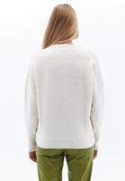 Women Cream Alpaca Wool Blended V-neck Sweater