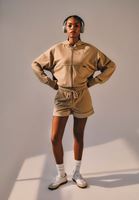 Women Beige High Rise Mini Shorts