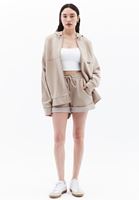 Women Beige High Rise Mini Shorts