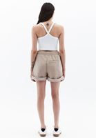 Women Beige High Rise Mini Shorts