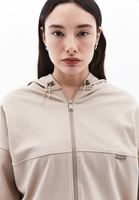 Women Beige Hooded Sweat Cardigan