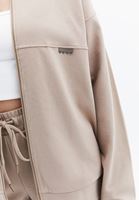 Women Beige Hooded Sweat Cardigan