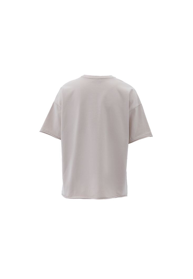 Women Beige Crew Neck Oversize Tshirt