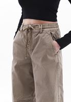 Women Brown Mid Rise Barrel Fit Pants