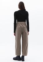 Women Brown Mid Rise Barrel Fit Pants