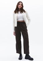 Women Brown Mid Rise Barrel Fit Pants