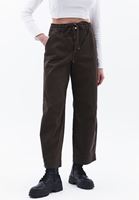 Women Brown Mid Rise Barrel Fit Pants