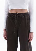 Women Brown Mid Rise Barrel Fit Pants