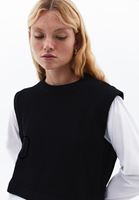 Women Black Sweater with Shirt Sleeves