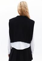 Women Black Sweater with Shirt Sleeves