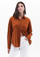 Women Brown Oversize Shirt with Pocket Detail