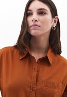 Women Brown Oversize Shirt with Pocket Detail