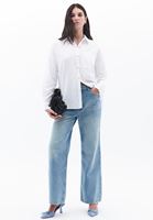 Women White Oversize Shirt with Pocket Detail