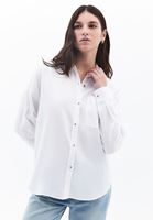 Women White Oversize Shirt with Pocket Detail