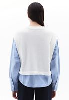 Women Cream Sweater with Shirt Sleeves