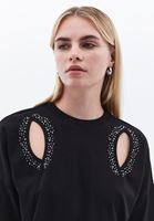 Women Black Oversize Tshirt with Cut-out Detail