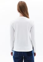 Women Cream Crew Neck Tshirt with Long Sleeves