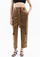 Women Brown High Rise Carrot Fit Pants