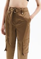 Women Brown High Rise Carrot Fit Pants