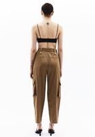 Women Brown High Rise Carrot Fit Pants