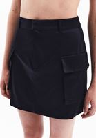 Women Navy High Rise Satin Mini Skirt