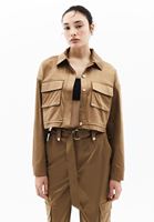 Women Brown Oversize Crop Shirt