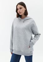 Women Grey Oversize Hooded Sweatshirt