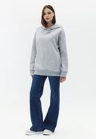 Women Grey Oversize Hooded Sweatshirt