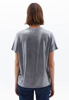 Women Silver Crew Neck Tshirt with Silvery Texture