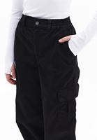 Women Black High Rise Jogger Cargo Pants