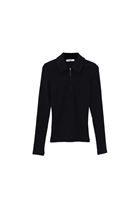 Women Black Polo Neck Tshirt