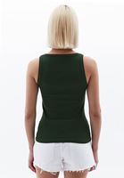 Women Green Square Neck Singlet