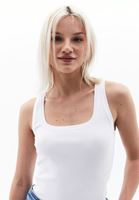 Women White Square Neck Singlet