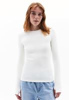 Women Cream Crew Neck Tshirt with Long Sleeves