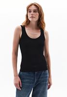 Women Black Cotton Blended Scope Neck Singlet