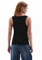 Women Black Cotton Blended Scope Neck Singlet