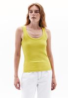 Women Yellow Cotton Blended Scope Neck Singlet