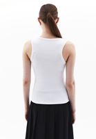 Women White Cotton Blended Scope Neck Singlet