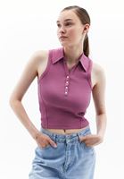 Women Purple Polo Neck Singlet