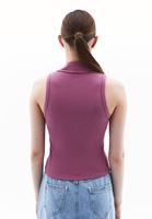 Women Purple Polo Neck Singlet