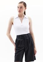 Women White Polo Neck Singlet