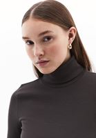 Women Brown Turtle Neck Tshirt with Long Sleeves