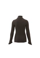 Women Brown Turtle Neck Tshirt with Long Sleeves