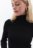 Women Black Turtle Neck Tshirt with Long Sleeves