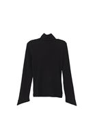 Women Black Turtle Neck Tshirt with Long Sleeves