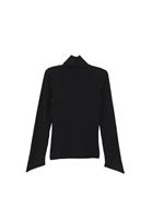 Women Black Turtle Neck Tshirt with Long Sleeves