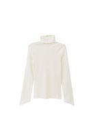 Women Cream Turtle Neck Tshirt with Long Sleeves