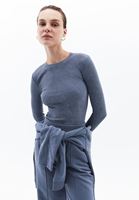 Women Grey Washed Crew Neck Tshirt