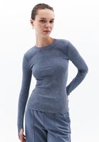 Women Grey Washed Crew Neck Tshirt